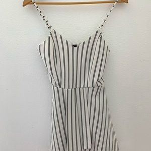 White/Black Striped Romper with straps - Windsor